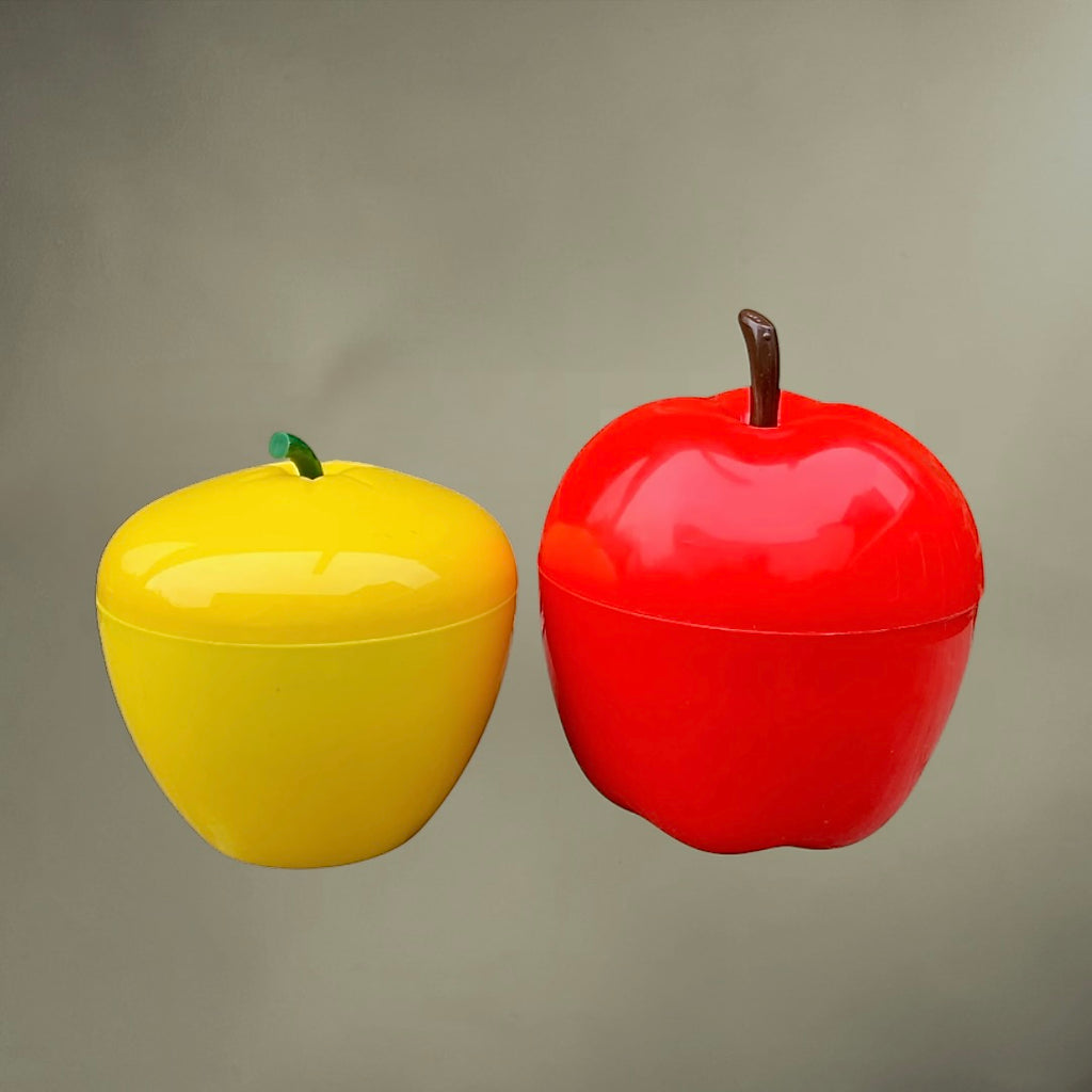 Duo Seaux à Glace Pomme Plastique Moulé Rouge Jaune Design Pop - Années 70