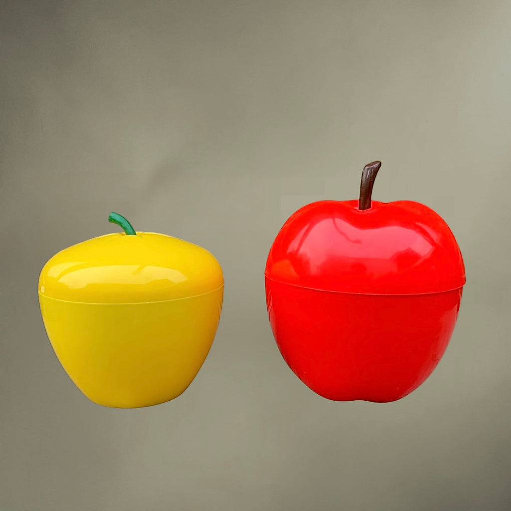 Duo Seaux à Glace Pomme Plastique Moulé Rouge Jaune Design Pop - Années 70