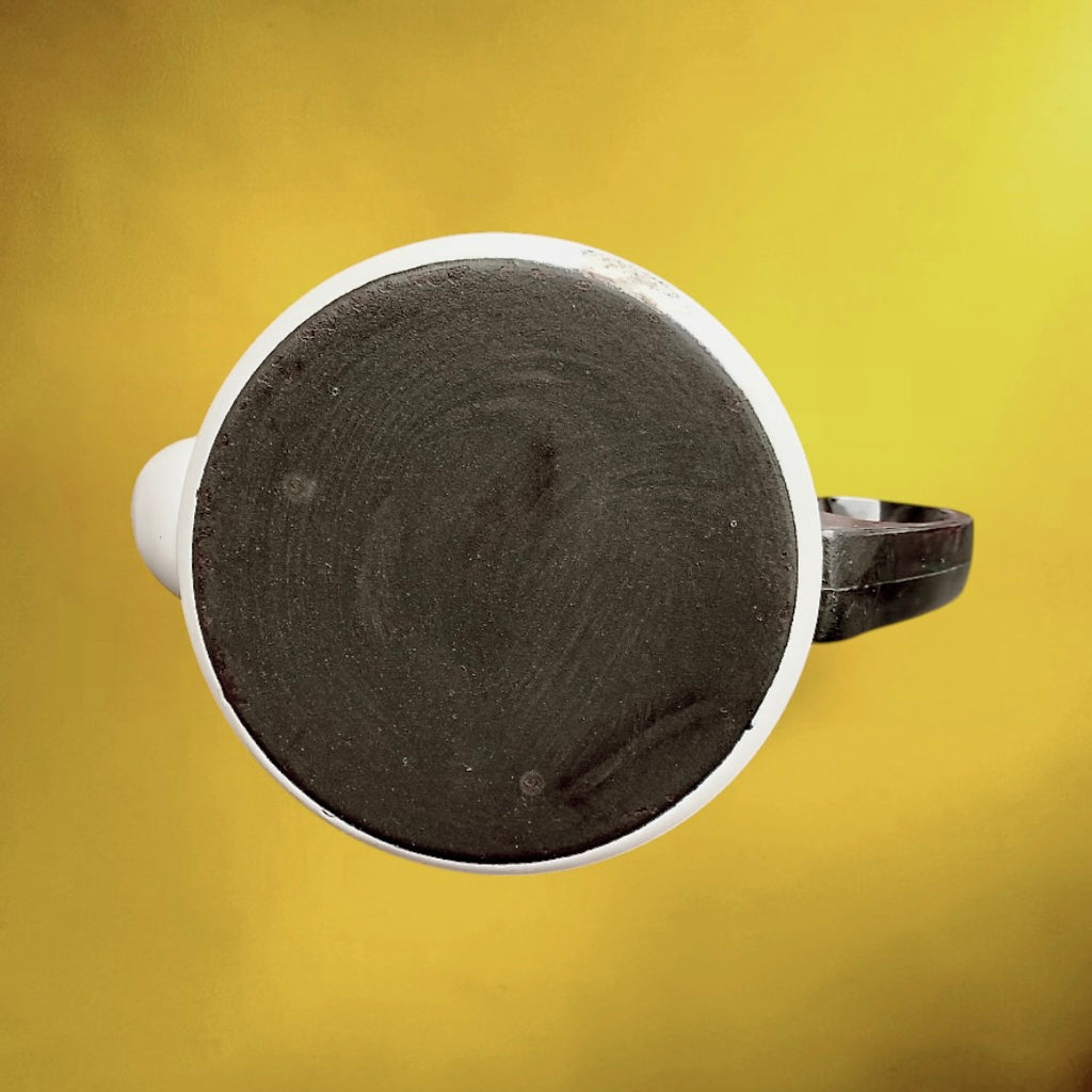Cafetière Allemande Siegwerk Émail Blanc Décor Floral Bakélite Années 60 70