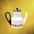 Cafetière Émaillée Blanche Fleurs Années 70