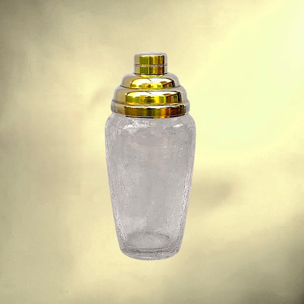 Shaker Cocktail Verre Craquelé Métal Doré
