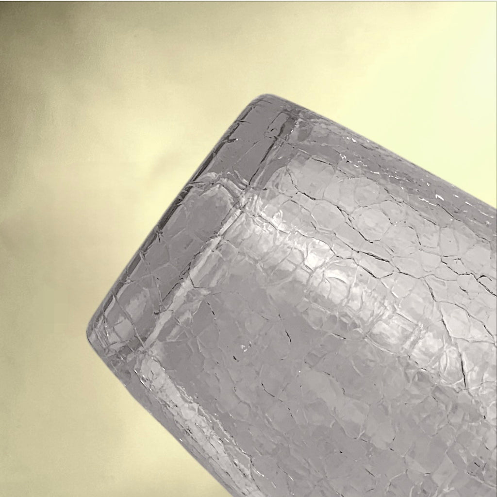 Shaker Cocktail Verre Craquelé et Métal Doré – Années 70