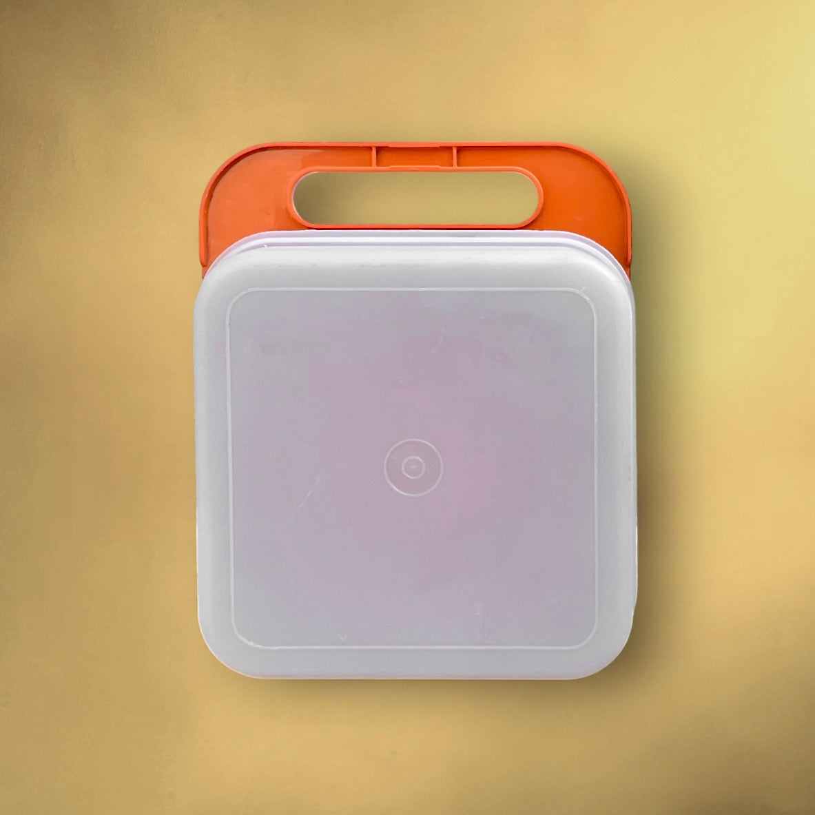 Boite lunch Tupperware vintage orange motif panneaux routiers lunch box années 70 (Copie)