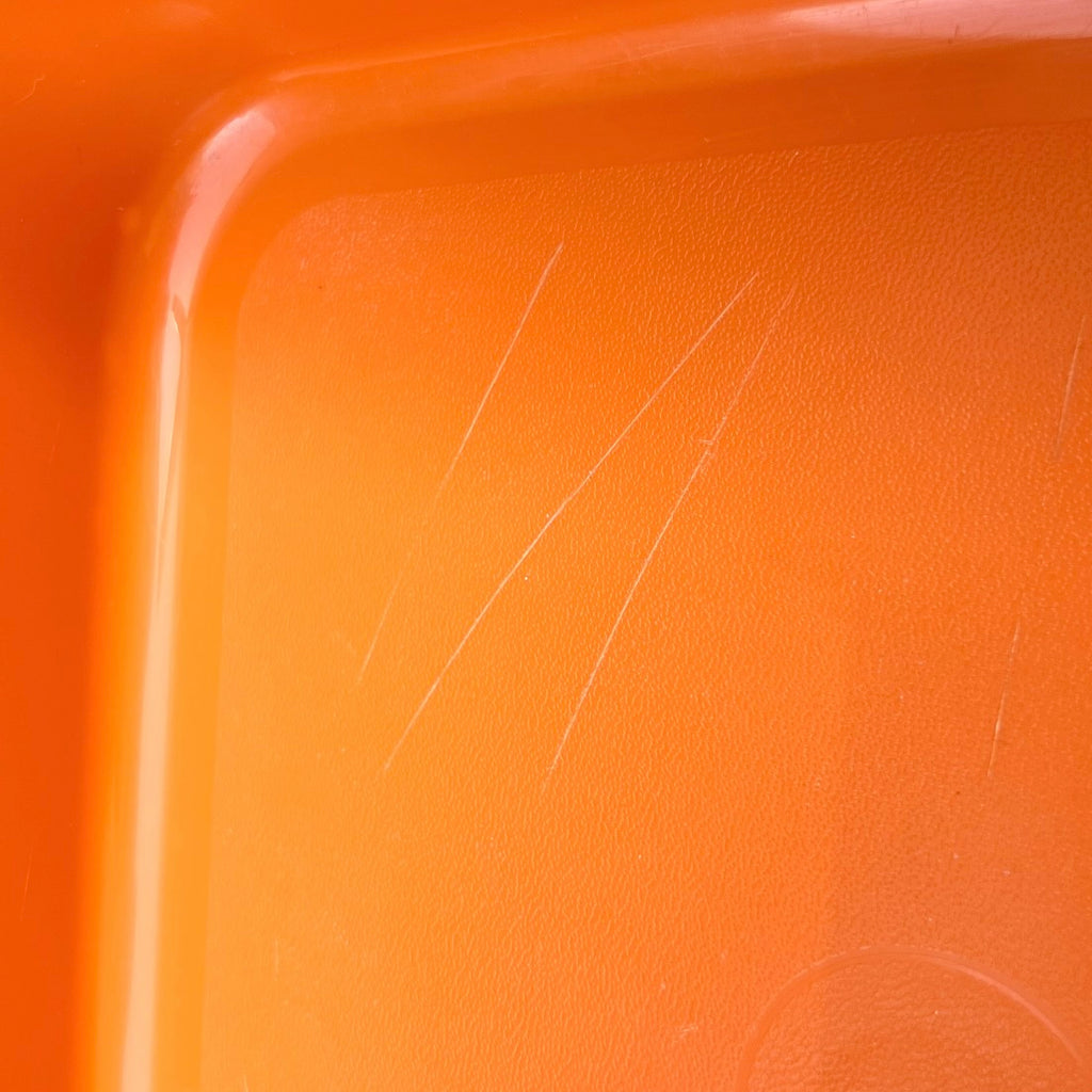 Boite lunch Tupperware vintage orange motif panneaux routiers lunch box années 70 (Copie)