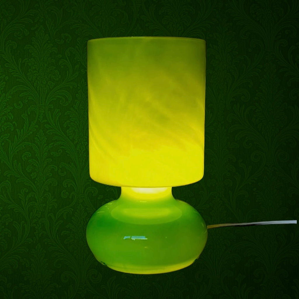 Lampe Champignon IKEA LYKTA en Verre Vert Anis - années 90