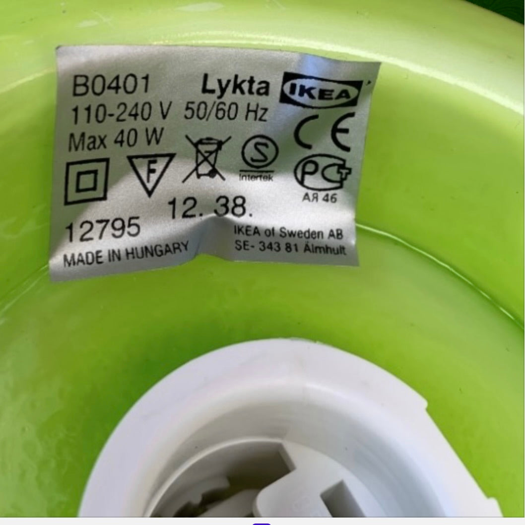 Lampe Champignon IKEA LYKTA en Verre Vert Anis - années 90
