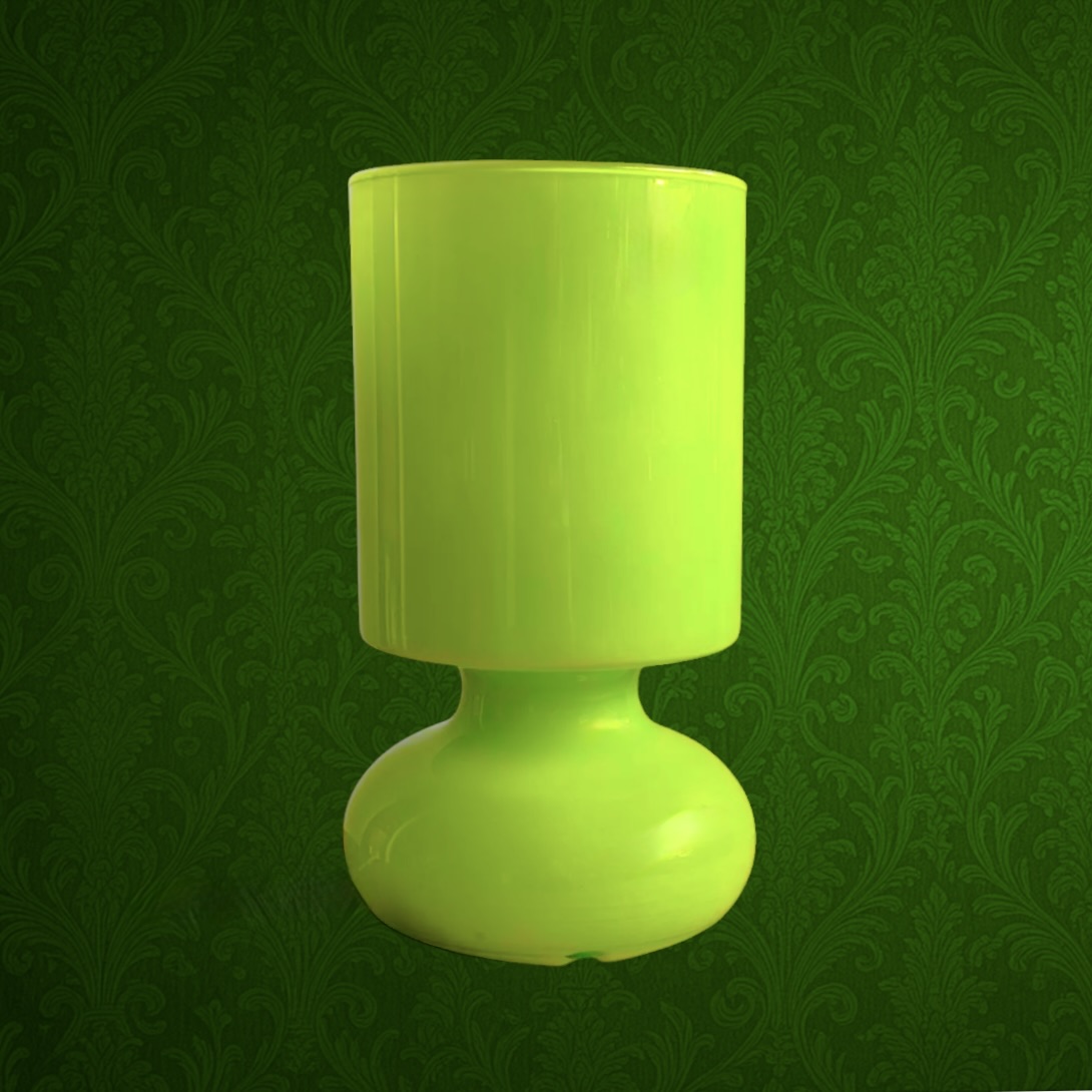 Lampe Champignon IKEA LYKTA en Verre Vert Anis - années 90