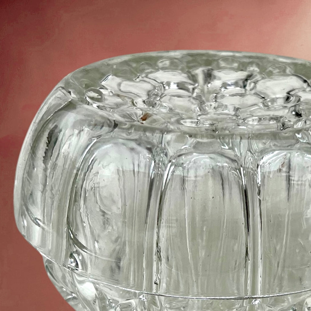 Pique-Fleurs Vintage en Verre Sculpté - 19 trous - Parfait État - Années 70