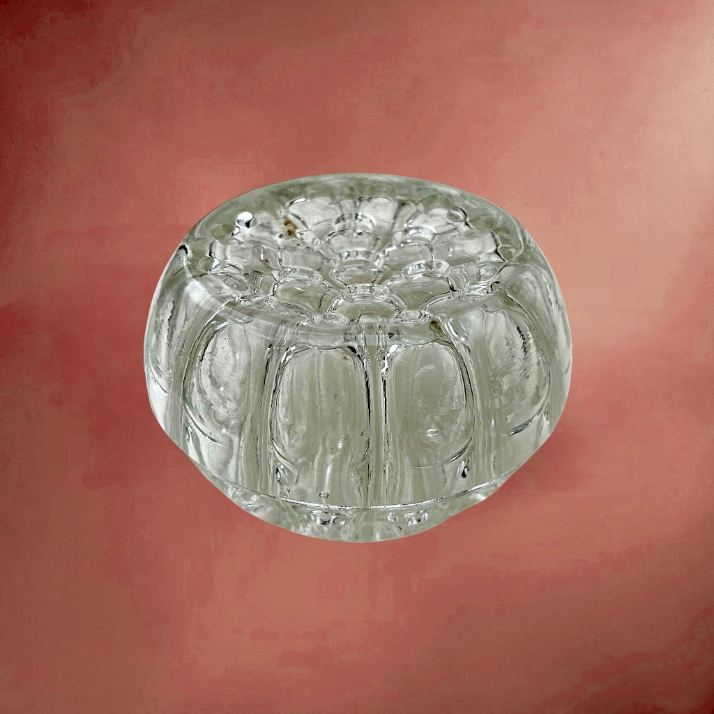 Pique-Fleurs Vintage en Verre Sculpté - 19 trous - Parfait État - Années 70