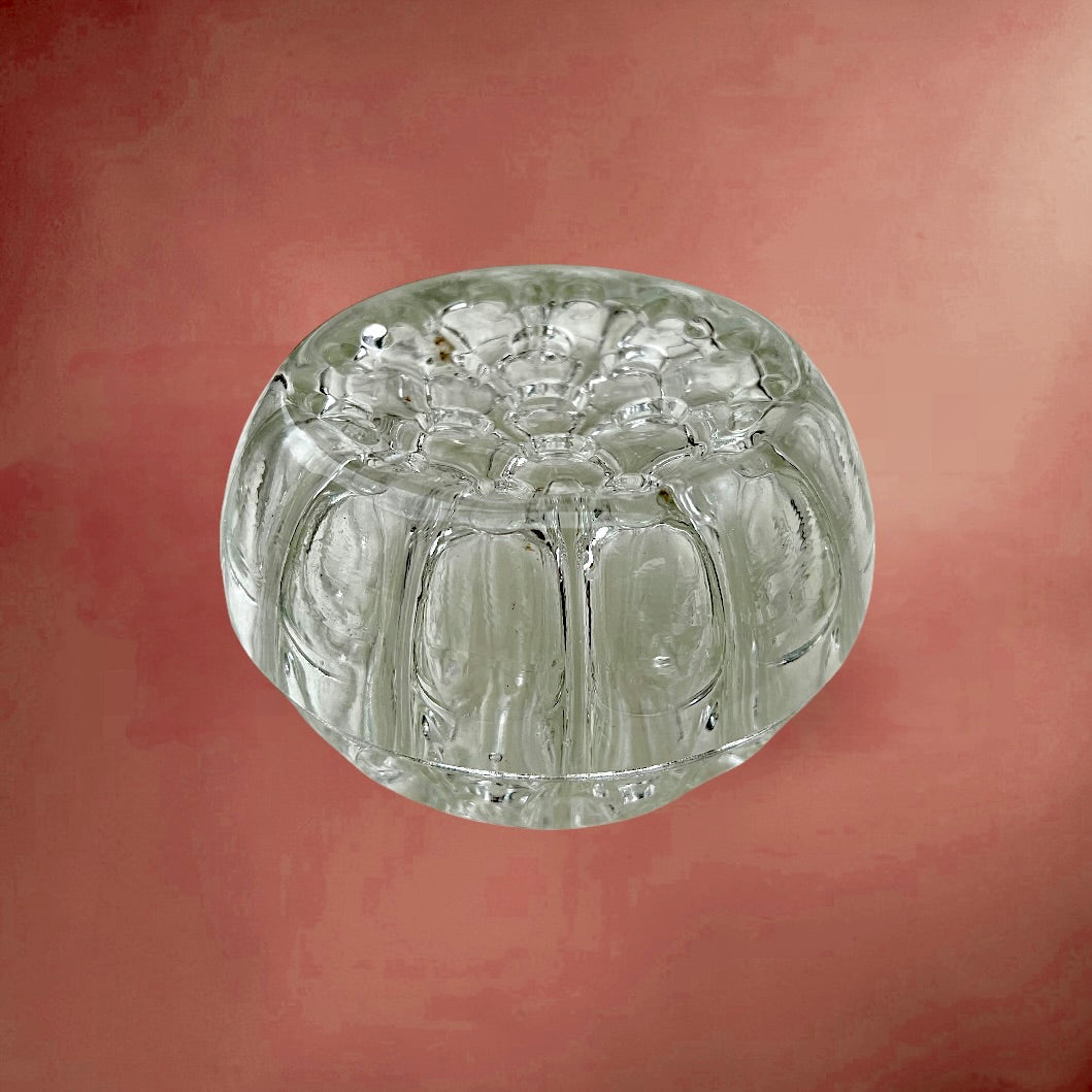 Pique-Fleurs Vintage en Verre Sculpté - 19 trous - Parfait État - Années 70