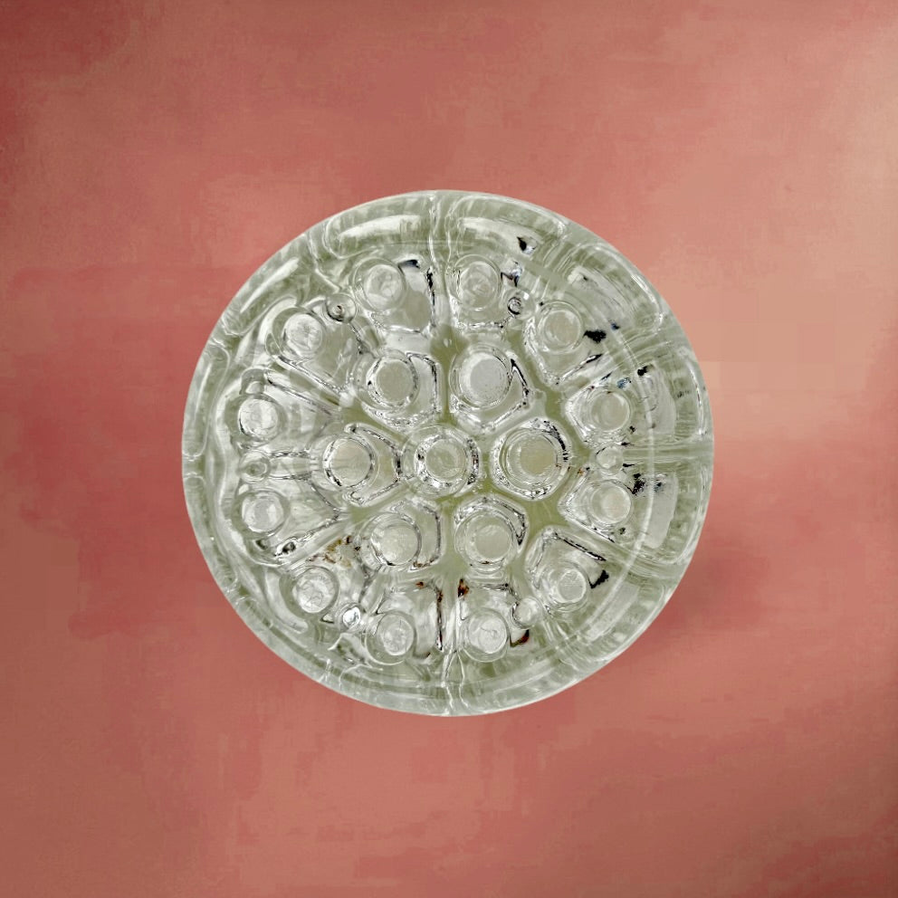 Pique-Fleurs Vintage en Verre Sculpté - 19 trous - Parfait État - Années 70
