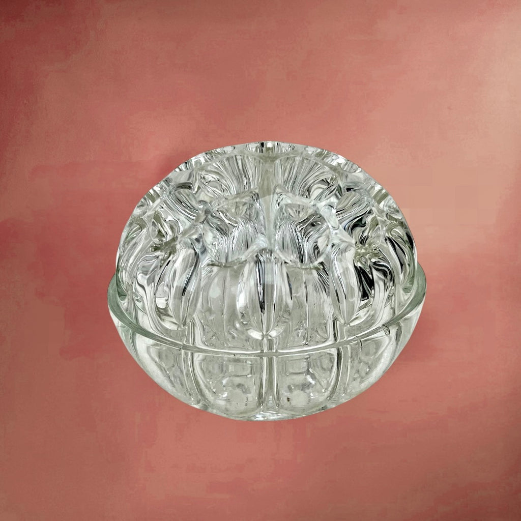 Pique-Fleurs Vintage en Verre Sculpté - 19 trous - Parfait État - Années 70