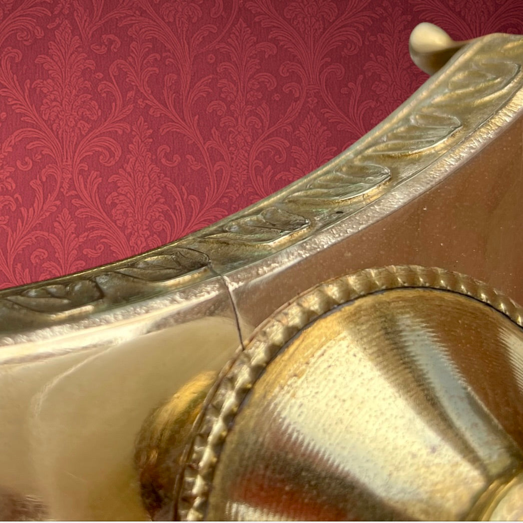 Lampe en Métal Doré et Albâtre avec Abat-jour Frangé Style Hollywood Regency - Années 70