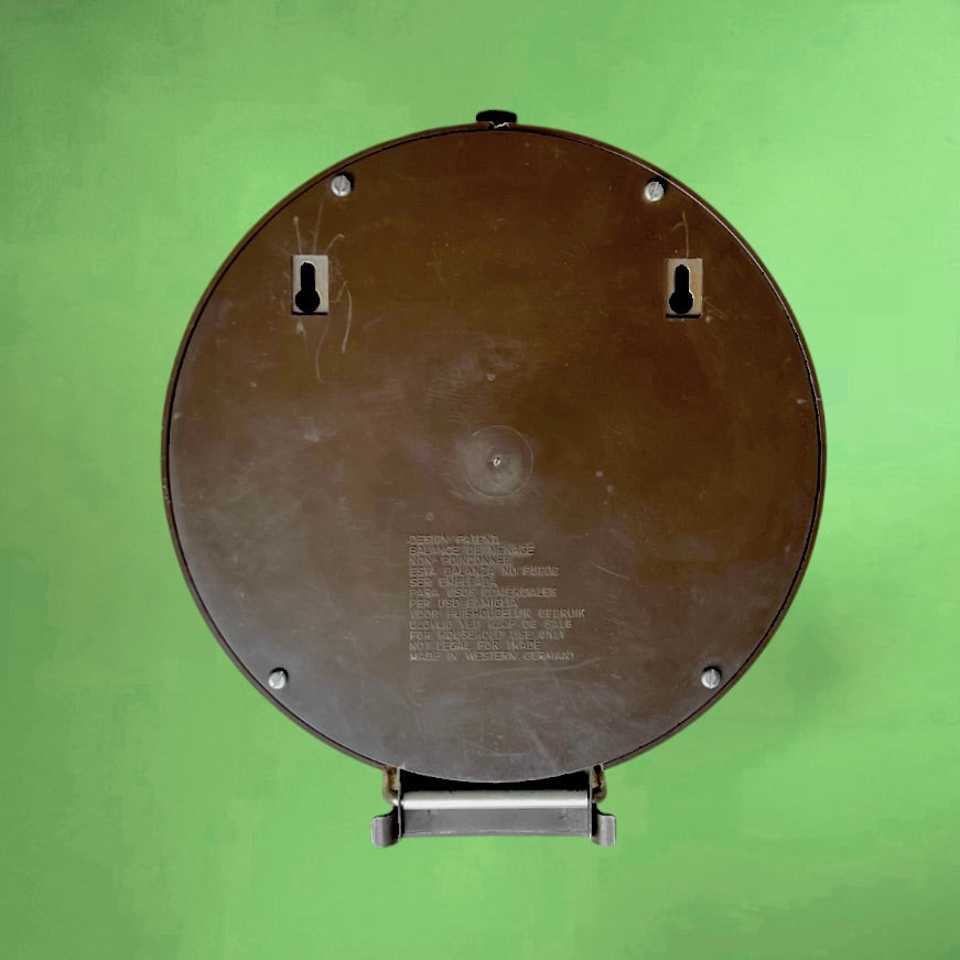 Ancienne Balance Murale Brabantia Plateau en Laiton Doré Plastique Marron Années 70