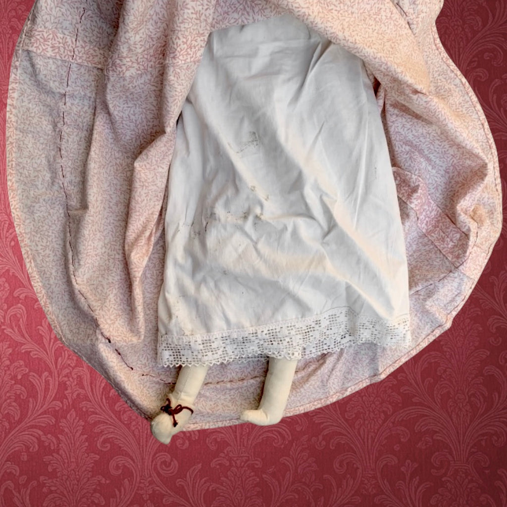 Grande Poupée de Salon en Tissu Faite Main Robe Fleurie - Années 20 30