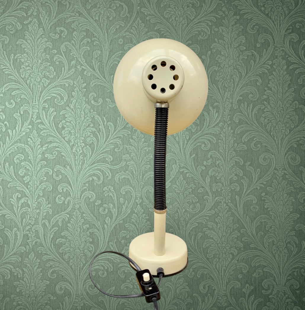 Lampe De Bureau UFO Métal Laqué Beige Flexible Noir Années 70