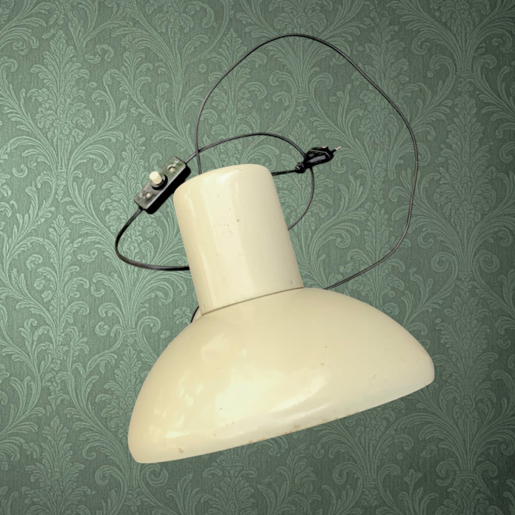 Lampe De Bureau UFO Métal Laqué Beige Flexible Noir Années 70