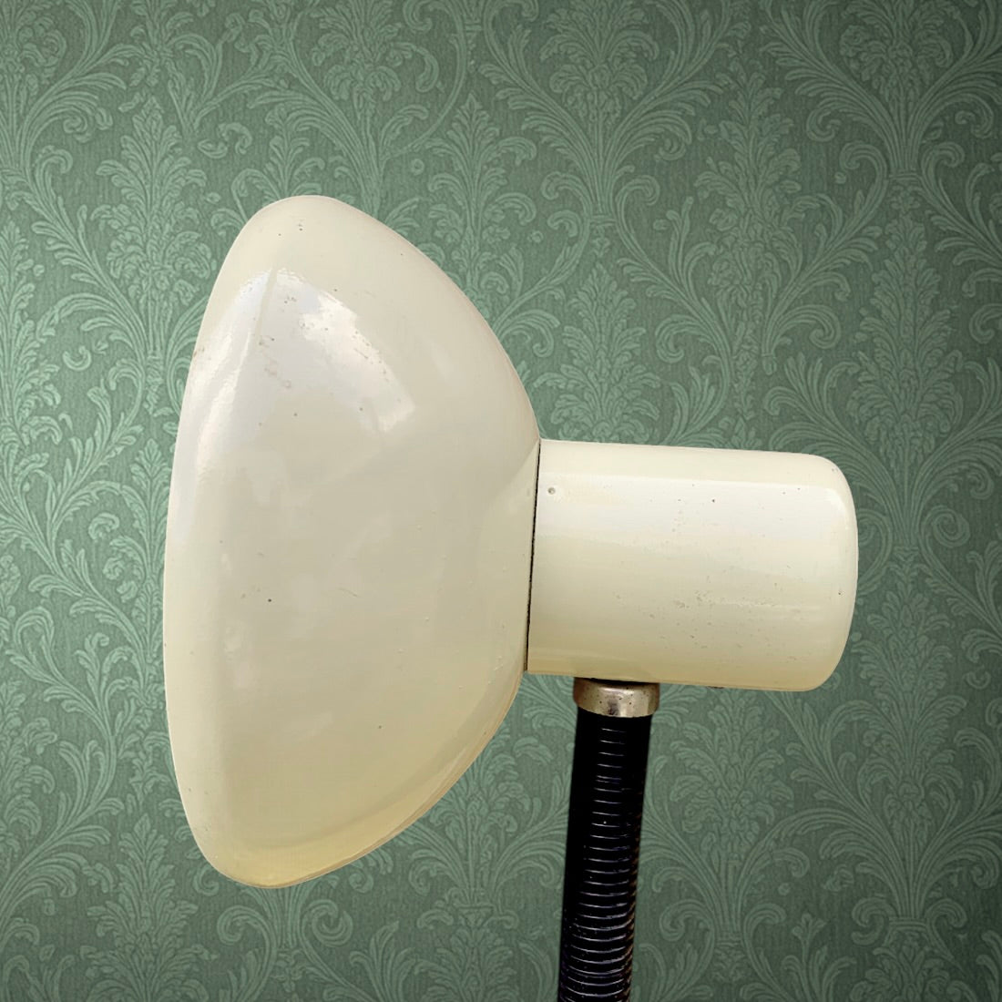 Lampe De Bureau UFO Métal Laqué Beige Flexible Noir Années 70