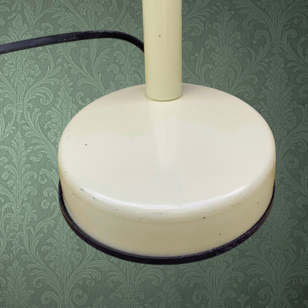 Lampe De Bureau UFO Métal Laqué Beige Flexible Noir Années 70