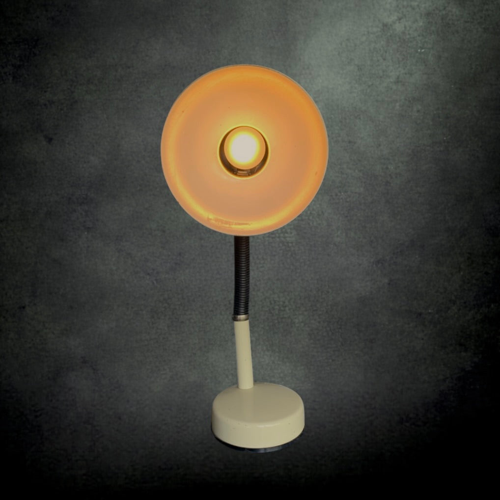 Lampe De Bureau UFO Métal Laqué Beige Flexible Noir Années 70