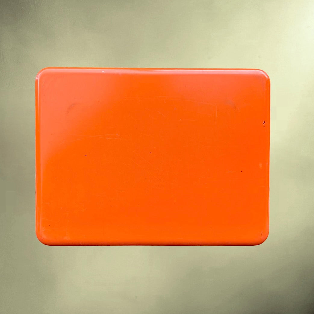 Coffre à Monnaie Stube Métal Laqué Orange avec Clef - Années 70