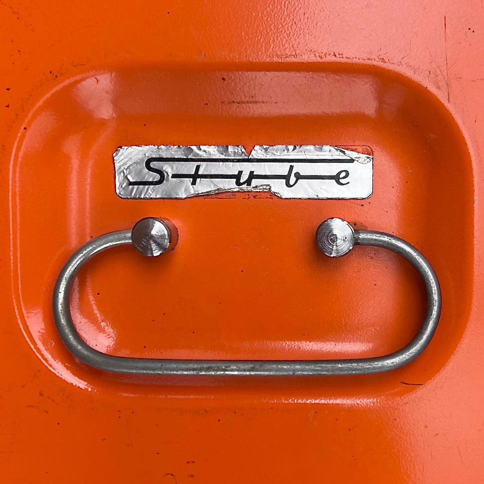 Coffre à Monnaie Stube Métal Laqué Orange avec Clef - Années 70