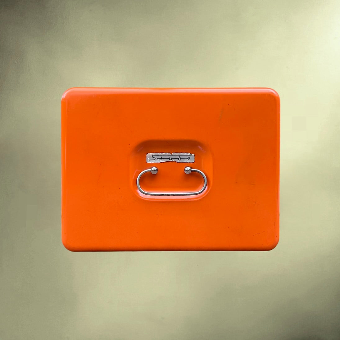 Coffre à Monnaie Stube Métal Laqué Orange avec Clef - Années 70