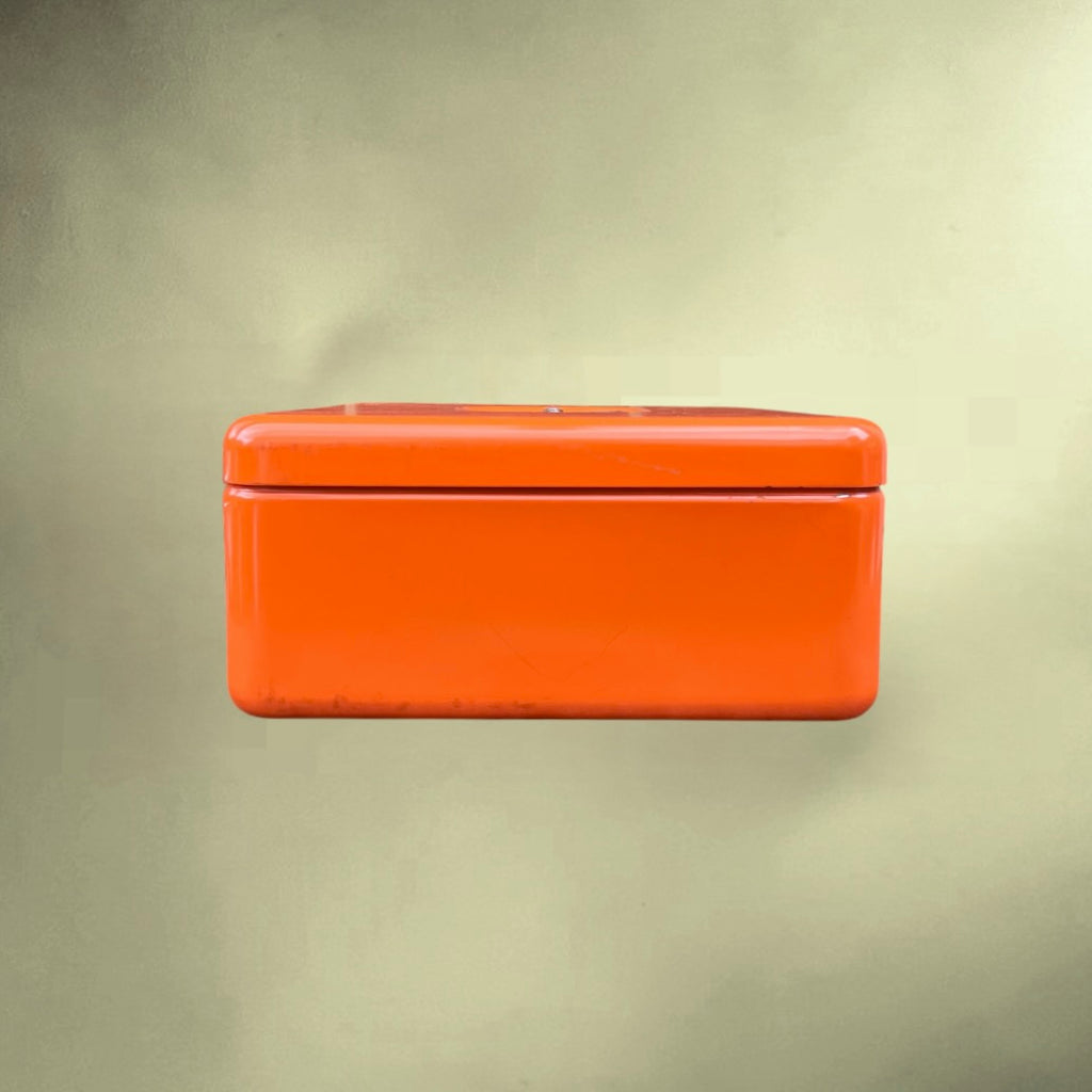 Coffre à Monnaie Stube Métal Laqué Orange avec Clef - Années 70