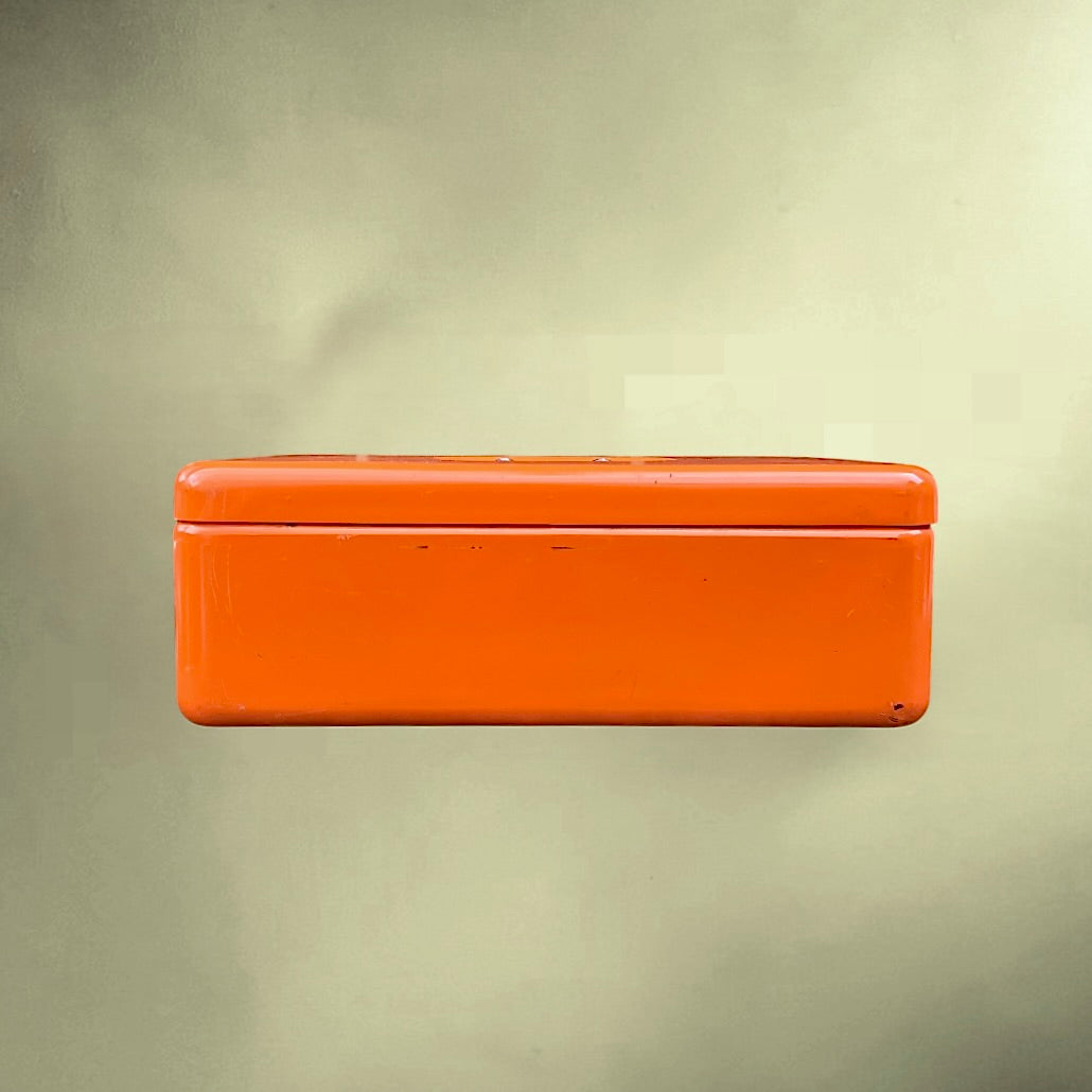 Coffre à Monnaie Stube Métal Laqué Orange avec Clef - Années 70