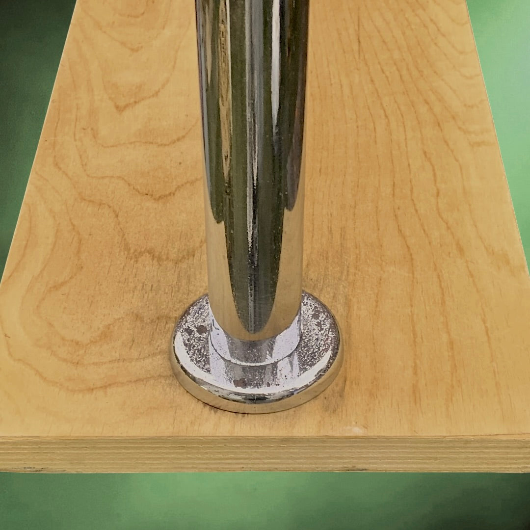Dévidoir Coupe-Papier Cadeau en Métal Chromé et Bois - Années 70
