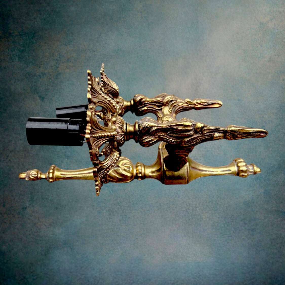 Paire d’Appliques Baroques en Métal Doré à Patine Cuivrée - Années 60