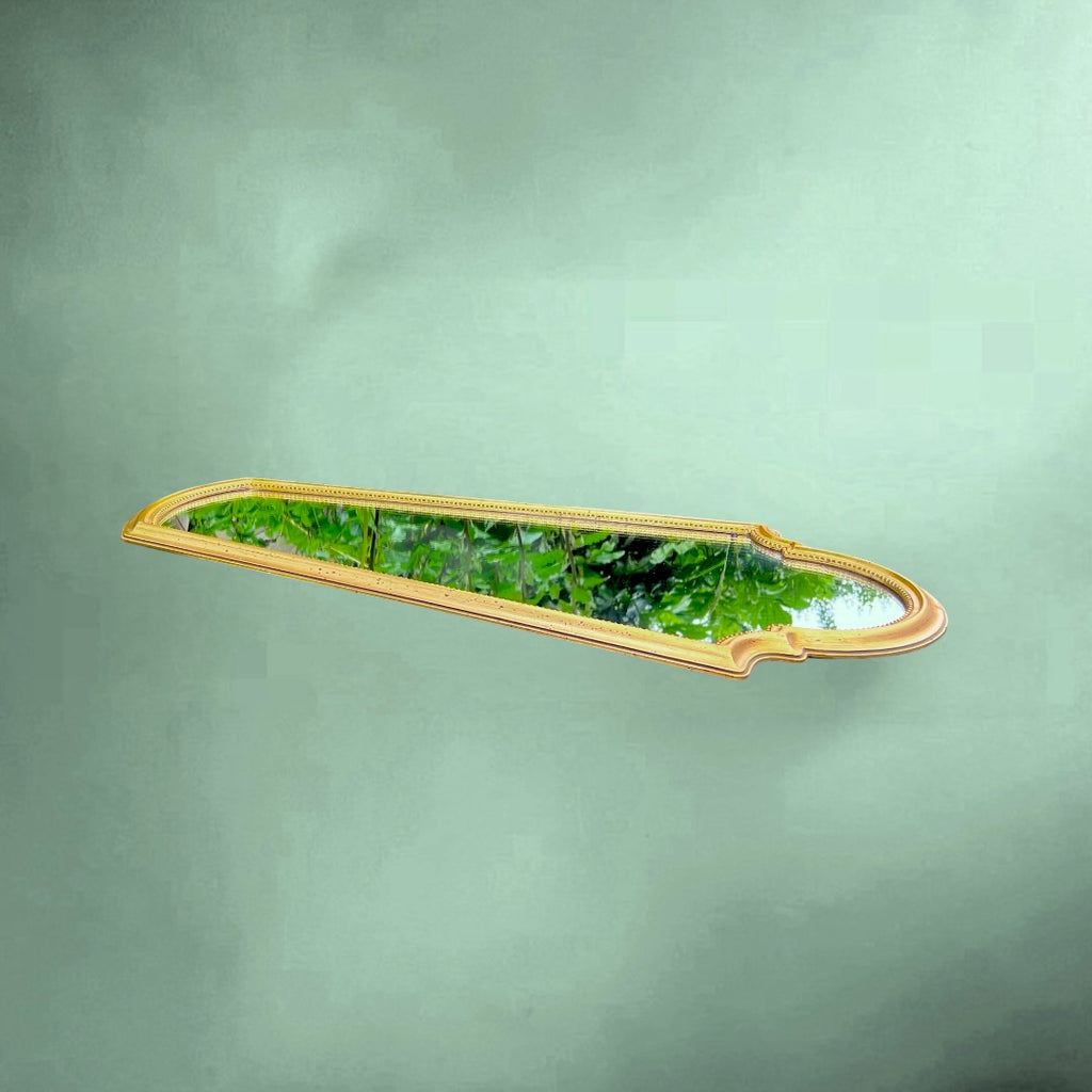 Grand miroir mural en résine dorée – esprit néoclassique – années 70