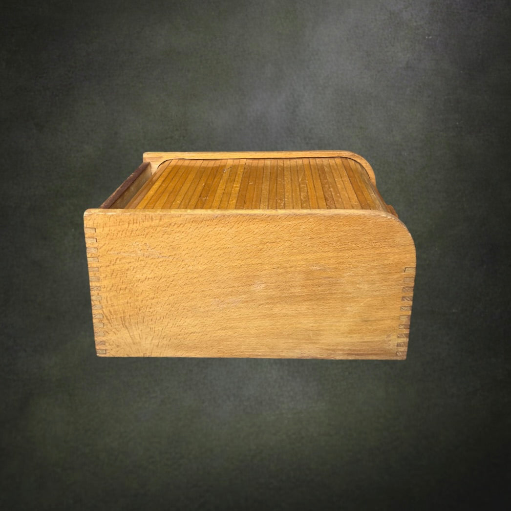 Ancienne Boîte de Classement en Bois à Volet Roulant – Boîte d'Archives - Années 50