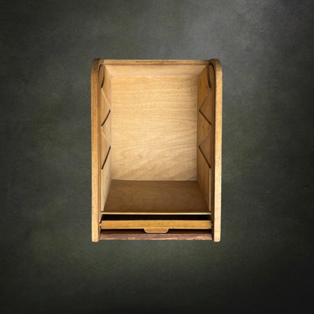 Ancienne Boîte de Classement en Bois à Volet Roulant – Boîte d'Archives - Années 50