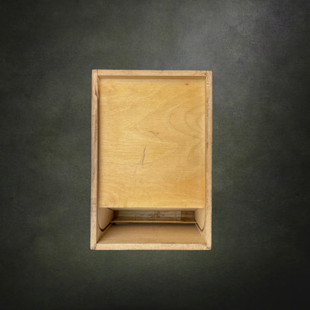 Ancienne Boîte de Classement en Bois à Volet Roulant – Boîte d'Archives - Années 50