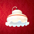 Suspension Opaline Blanche Liseré Rouge Douille Bakélite Noire – Années 70
