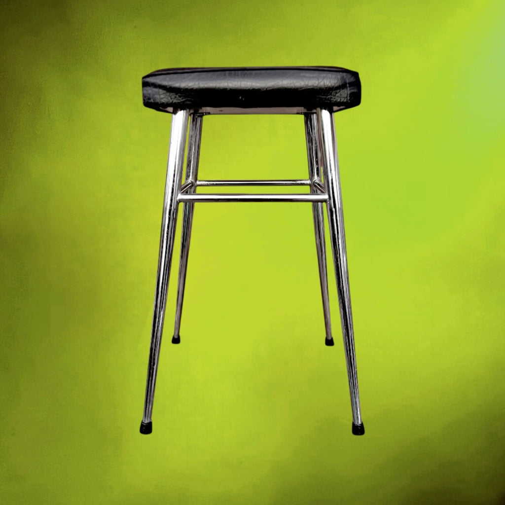 Paire de Tabourets Brabantia Chrome et Skaï Noir – Années 60