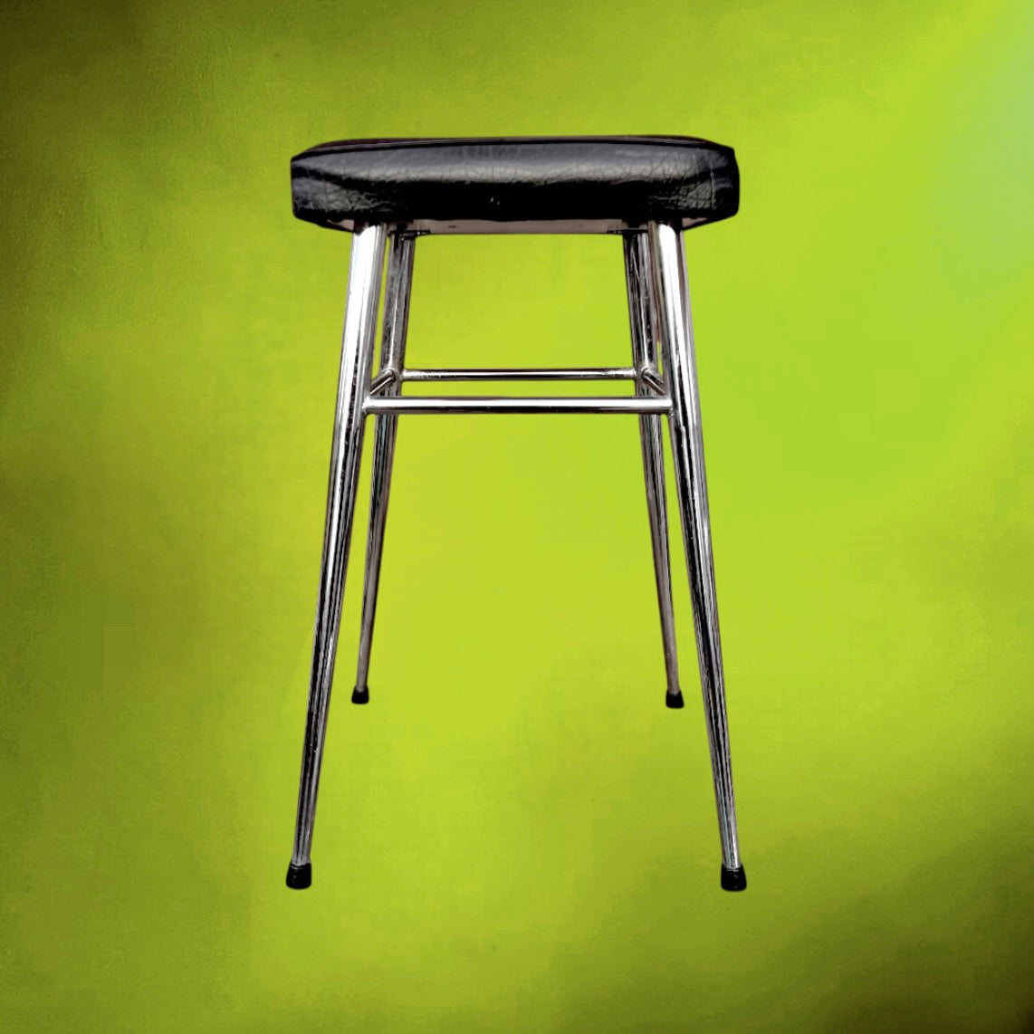 Paire de Tabourets Brabantia Chrome et Skaï Noir – Années 60