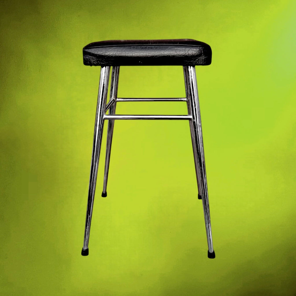 Paire de Tabourets Brabantia Chrome et Skaï Noir – Années 60