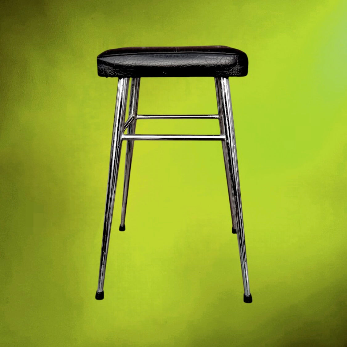 Paire de Tabourets Brabantia Chrome et Skaï Noir – Années 60