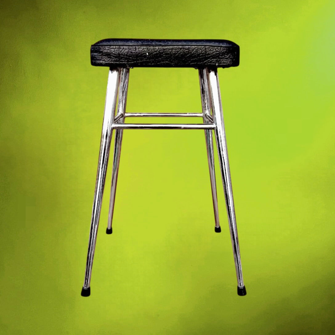Paire de Tabourets Brabantia Chrome et Skaï Noir – Années 60