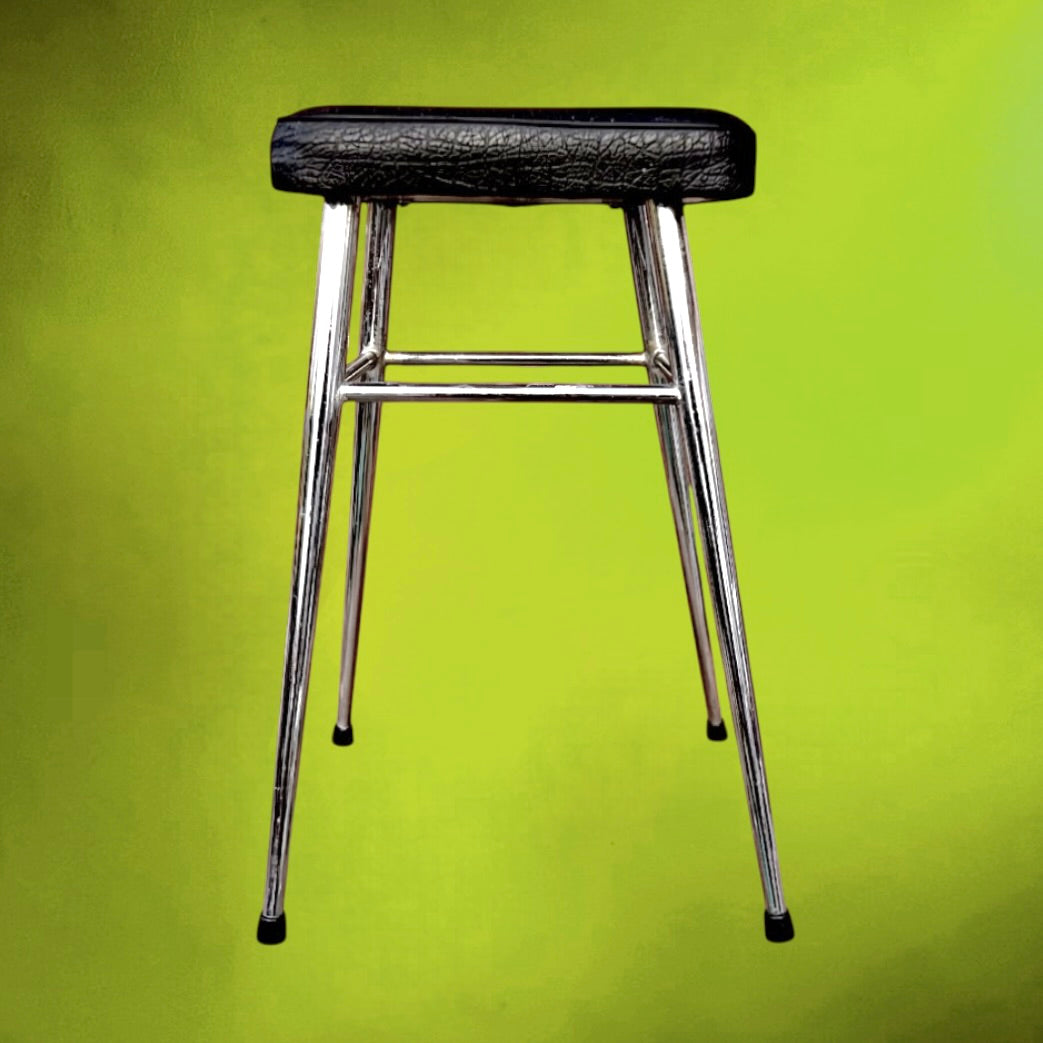 Paire de Tabourets Brabantia Chrome et Skaï Noir – Années 60