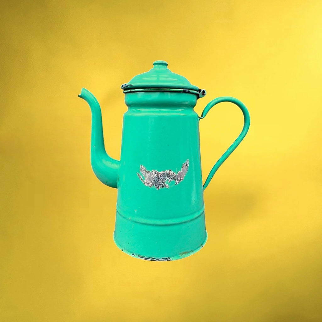 Grande Cafetière Émaillée Vert Turquoise
