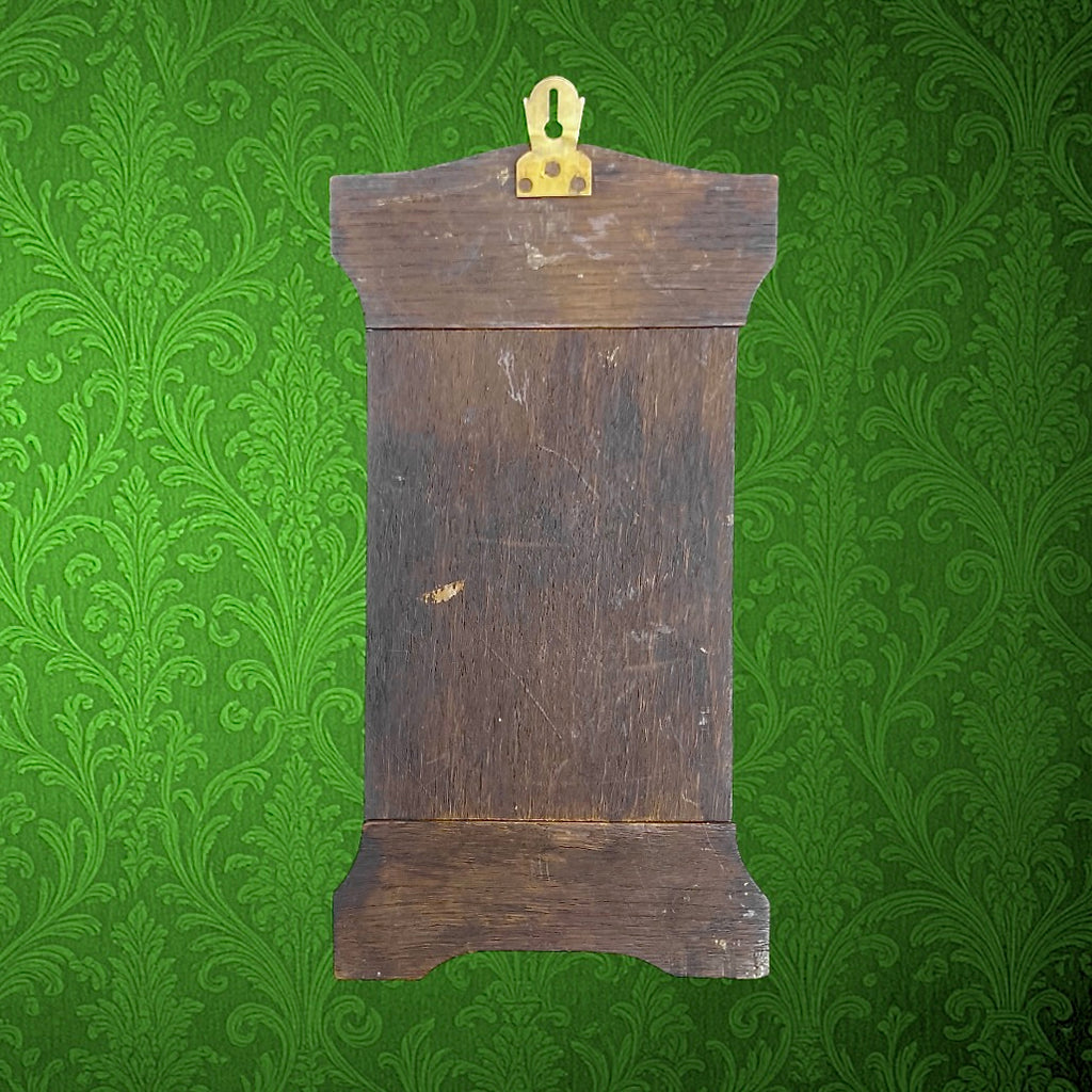 Porte-Cartes Mural en Laiton Gravé et Bois Décor Jeu De Cartes Ancien - Années 50