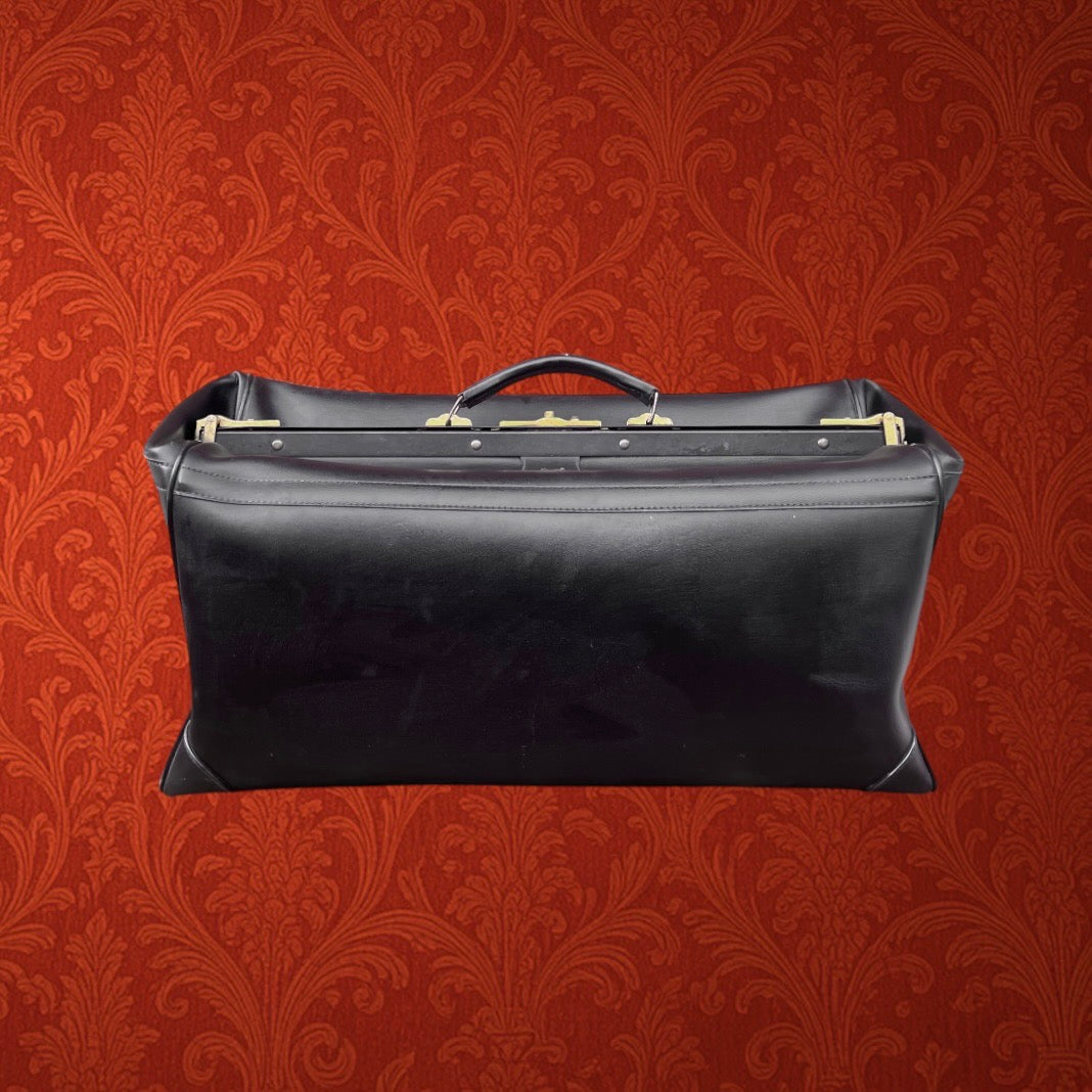 Sac de Voyage Style Médecin Skaï Noir Années 60
