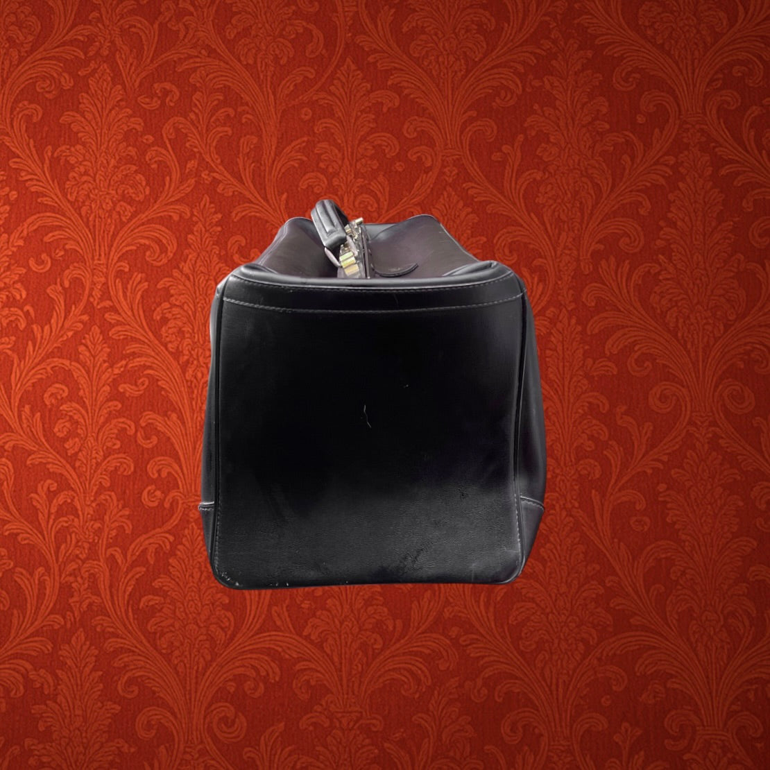 Grand Sac de Voyage Style Médecin en Skaï Noir Fermeture Métal – Années 60