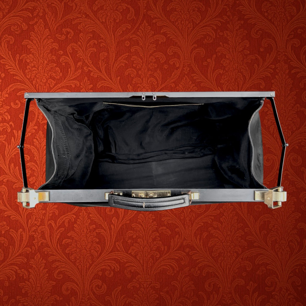 Grand Sac de Voyage Style Médecin en Skaï Noir Fermeture Métal – Années 60