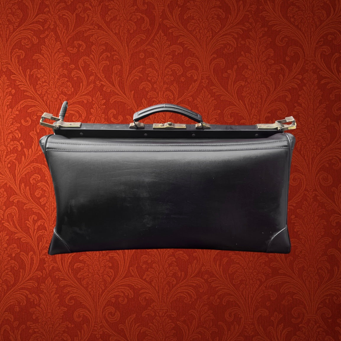 Grand Sac de Voyage Style Médecin en Skaï Noir Fermeture Métal – Années 60