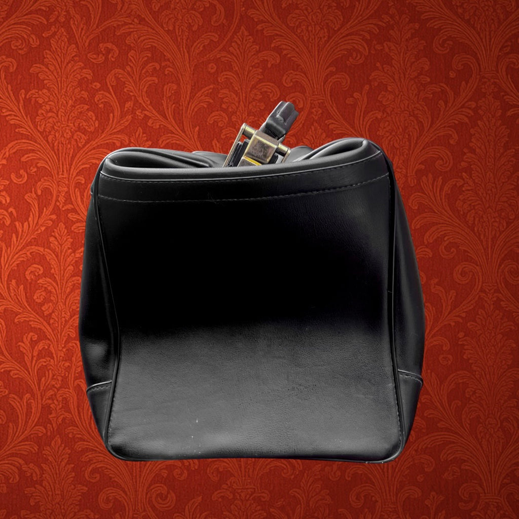 Grand Sac de Voyage Style Médecin en Skaï Noir Fermeture Métal – Années 60