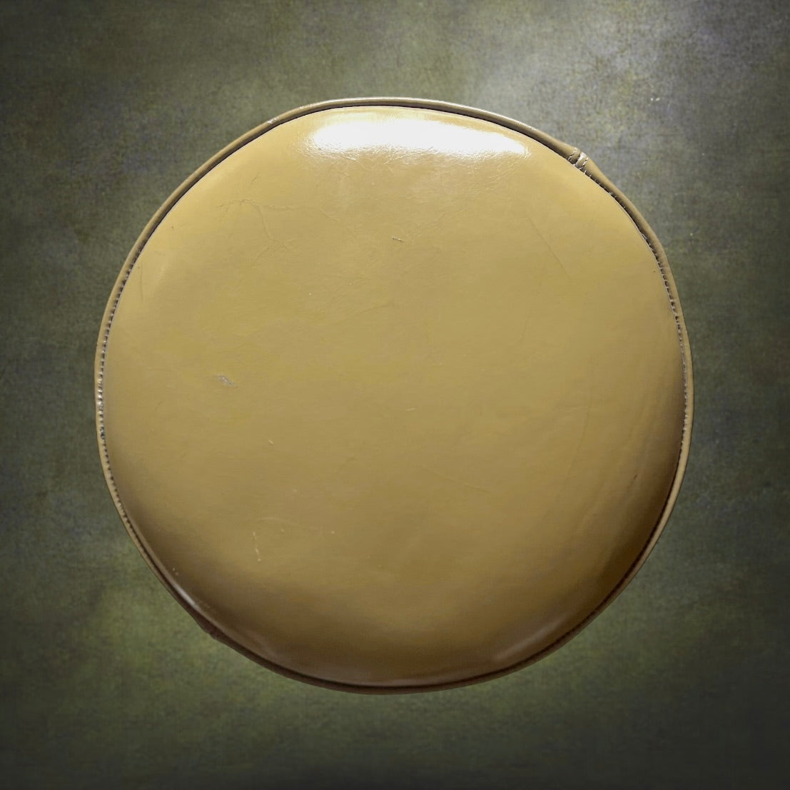 Haut Tabouret Industriel Réglable en Métal Chromé et Cuir Beige – Années 50 60